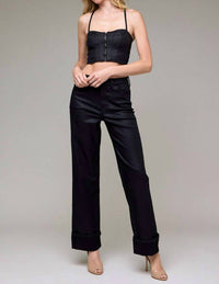 HIDDEN Cuffed Straight Jean in black coated - women's jeans - view 4