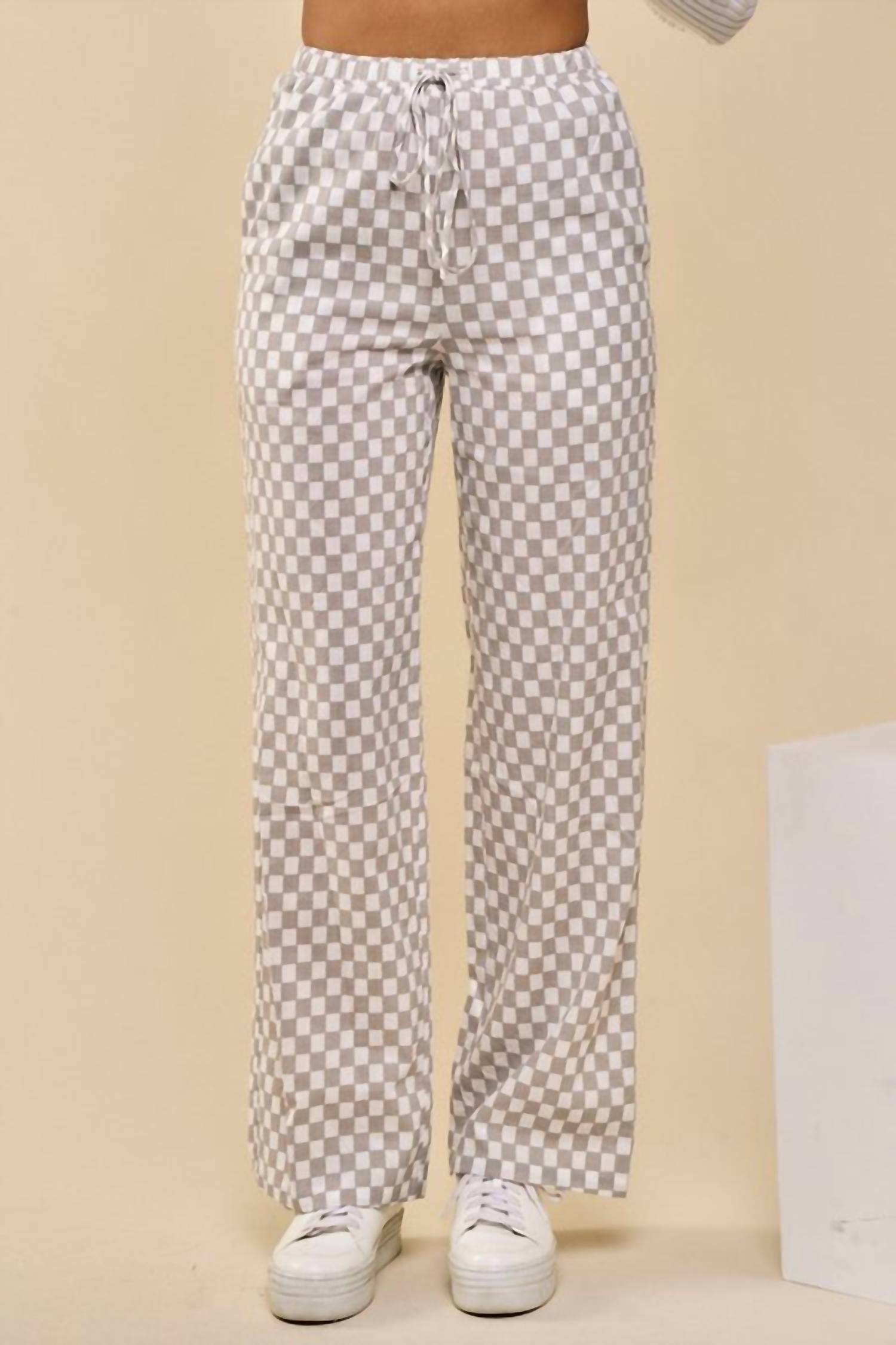 Disco Avenue Check Yourself Pants in grey white - women's pants