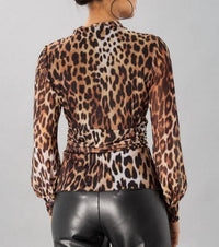 Lola & Sophie - Leopard Mesh Keyhole Top