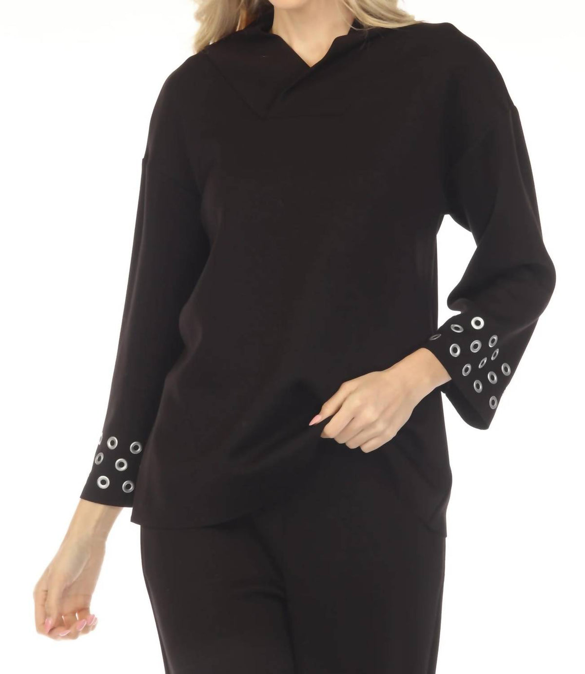 Joseph Ribkoff - Grommet Detail Three Quarter Sleeve Top