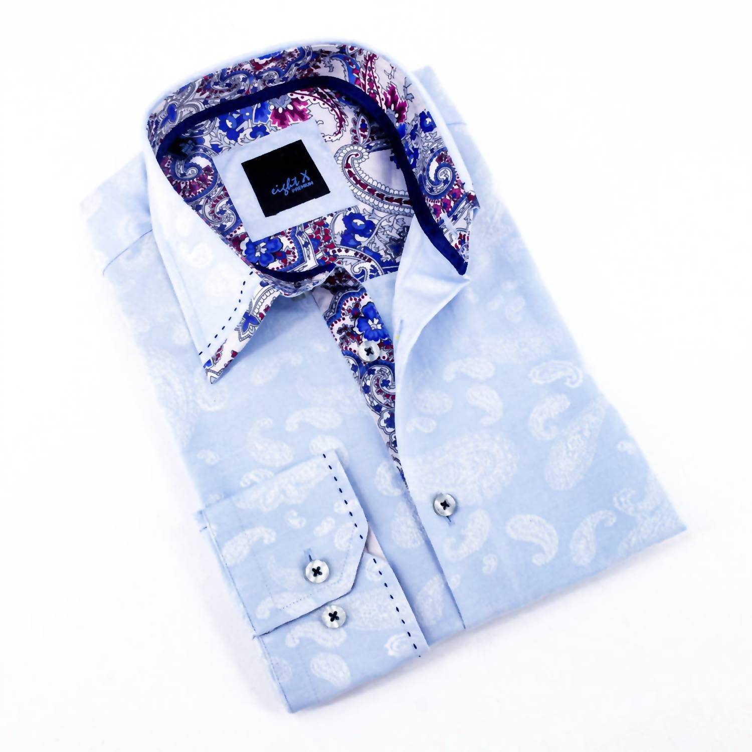 Eight X - Men's Jacquard Shirt With Paisley Trim
