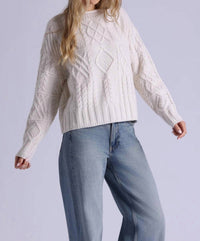 Minnie Rose - Pure Air Cashmere Mixed Cable Pattern Sweater
