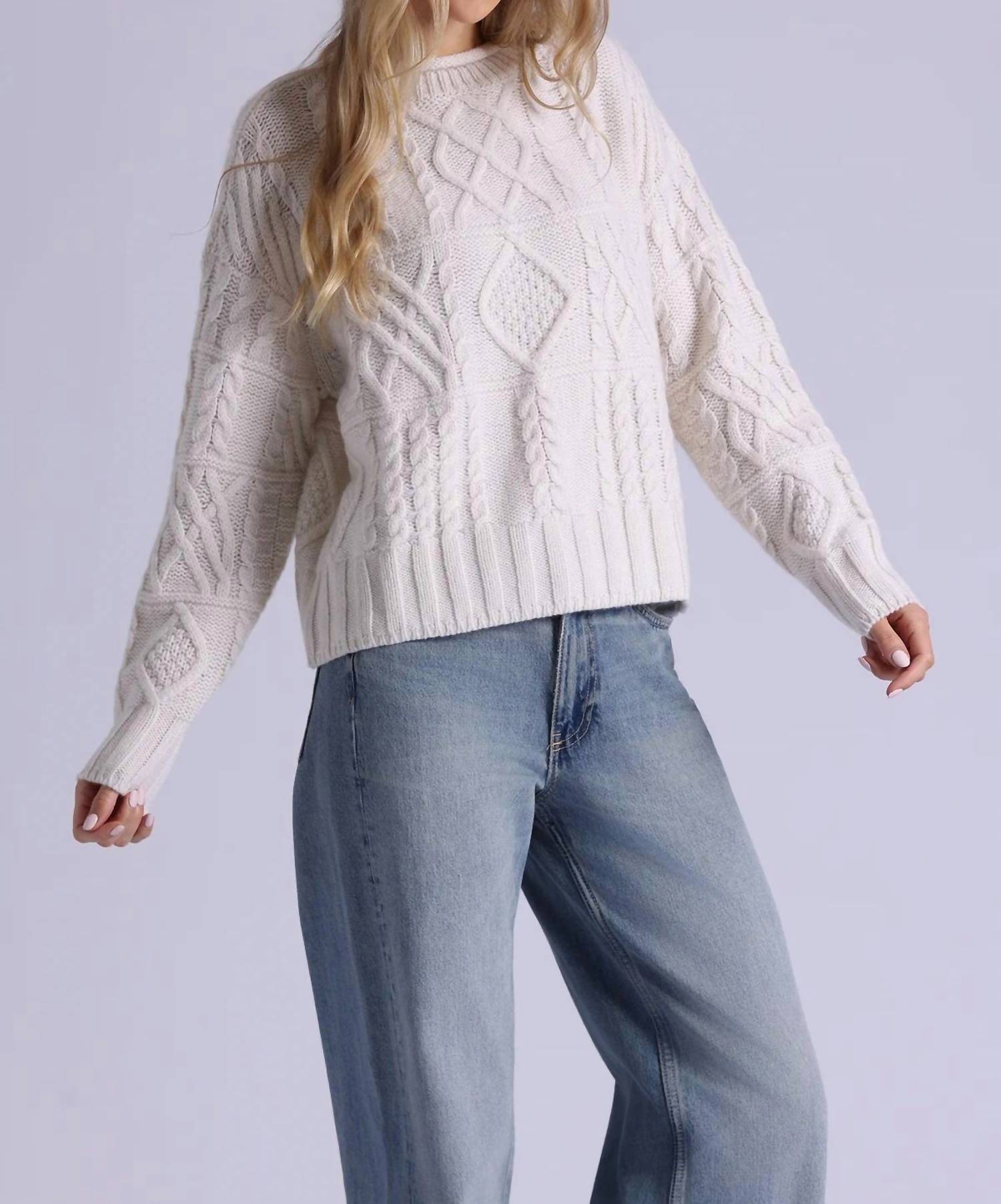 Minnie Rose - Pure Air Cashmere Mixed Cable Pattern Sweater