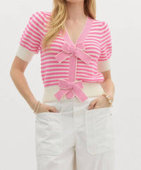 entro Poppy V-neck Sweater Top in pink - women's blouse