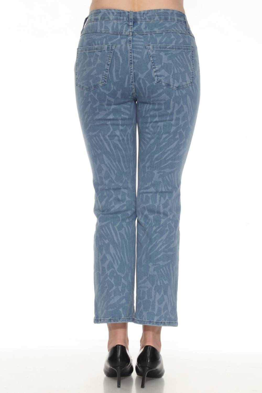 Joseph Ribkoff Animal Pattern Straight Jeans in blue denim - women's jeans - view 4