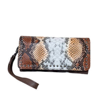 Angel Ranch Women's Studded Python Clutch in brown - women's bag