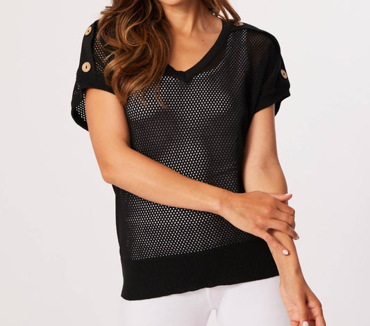 French Kyss - Crochet V-neck Short Sleeve Top
