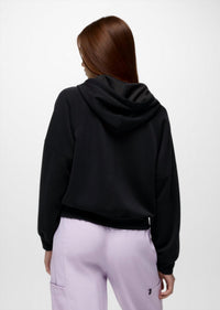 prAna Shea Soft Full Zip Top in black - women's top - detail view