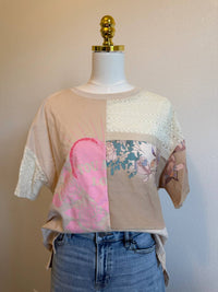Davi & Dani - Women's Patchwork Lace Tee