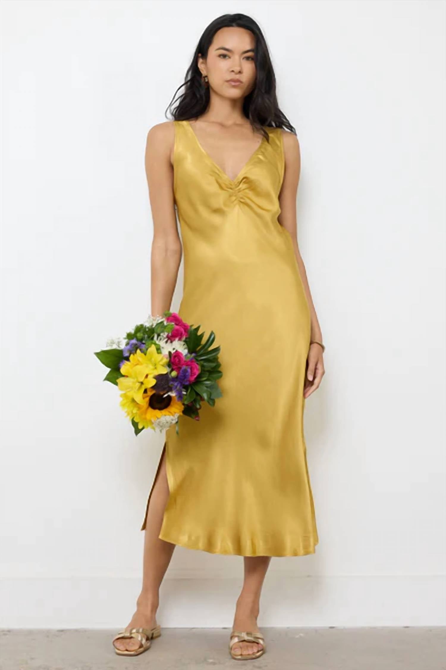 Lamade - Socal V Neck Front Shirring Dress