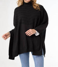 COCO + CARMEN Selina Turtleneck Poncho Top in black - women's sweater