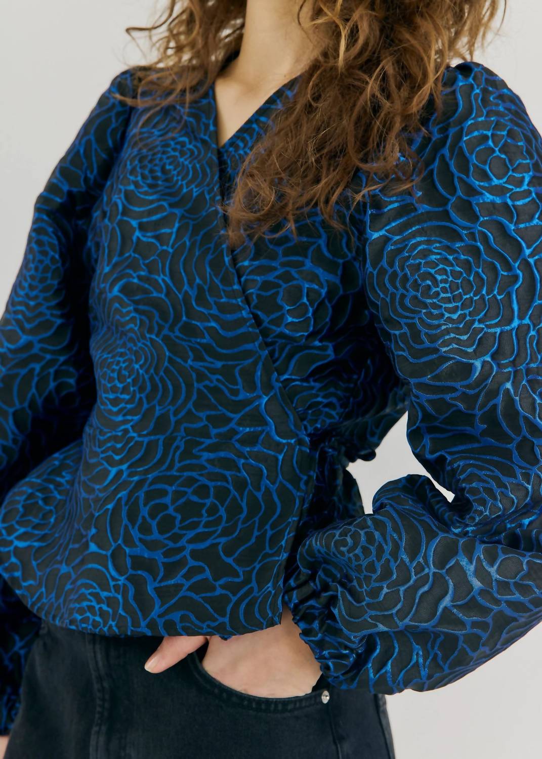 Norr Women's Debra Top in bright blue - women's blouse - alternate view
