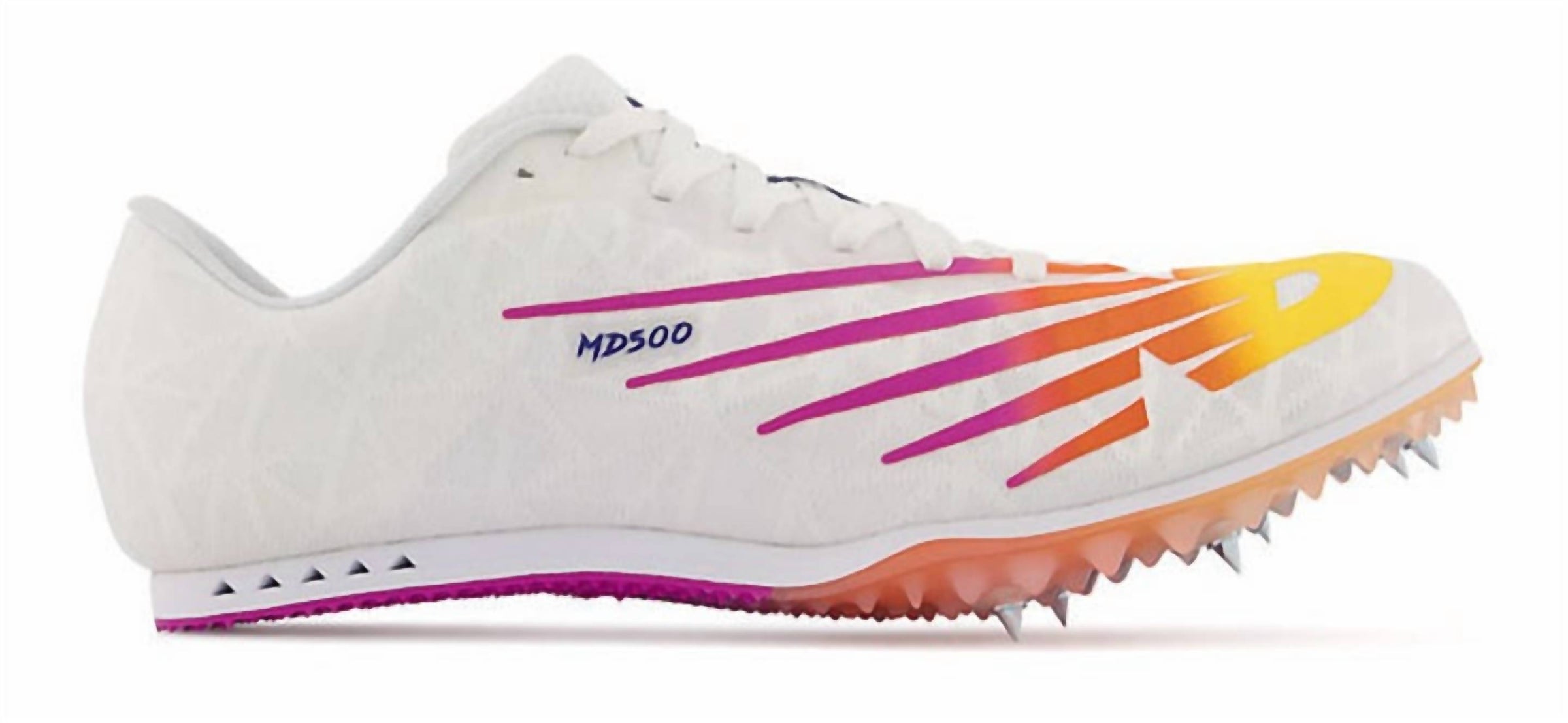 New Balance Unisex Md500 V8 Spike Shoes in white vibrant violet - women's shoe