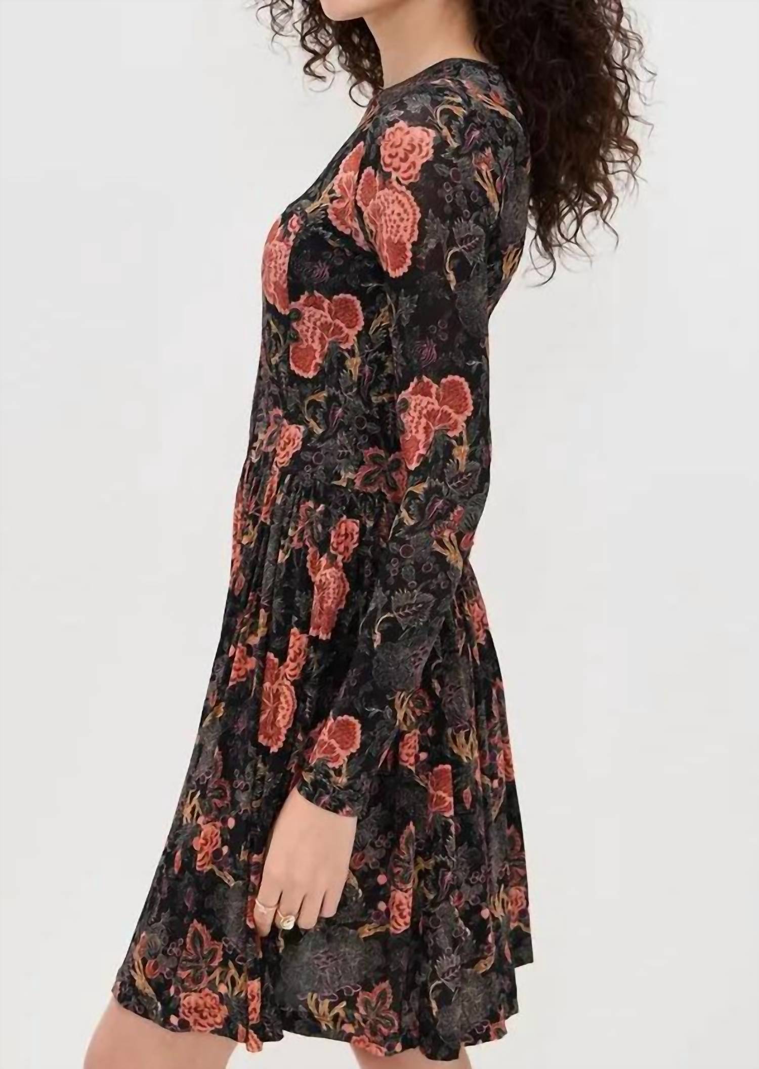 Ulla Johnson Bendetta Jersey Long Sleeve Mini Dress in night lily - women's dress - alternate view