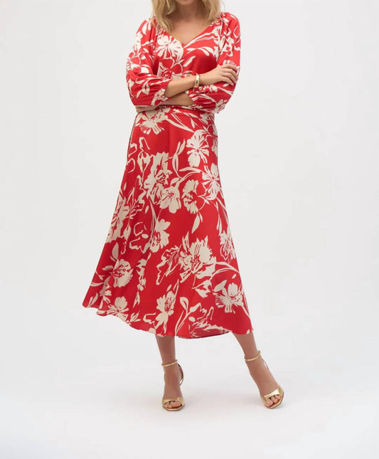 Joseph Ribkoff - Floral Print V-neck Puff Sleeve Top