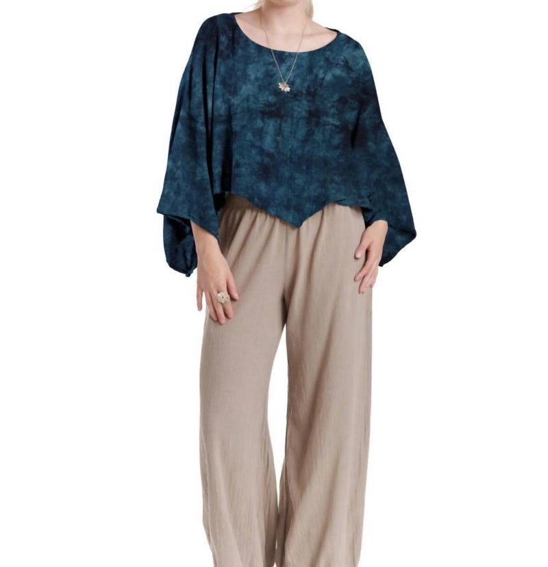 Oh My Gauze! Vanna Boatneck Top in washed sapphire - women's blouse