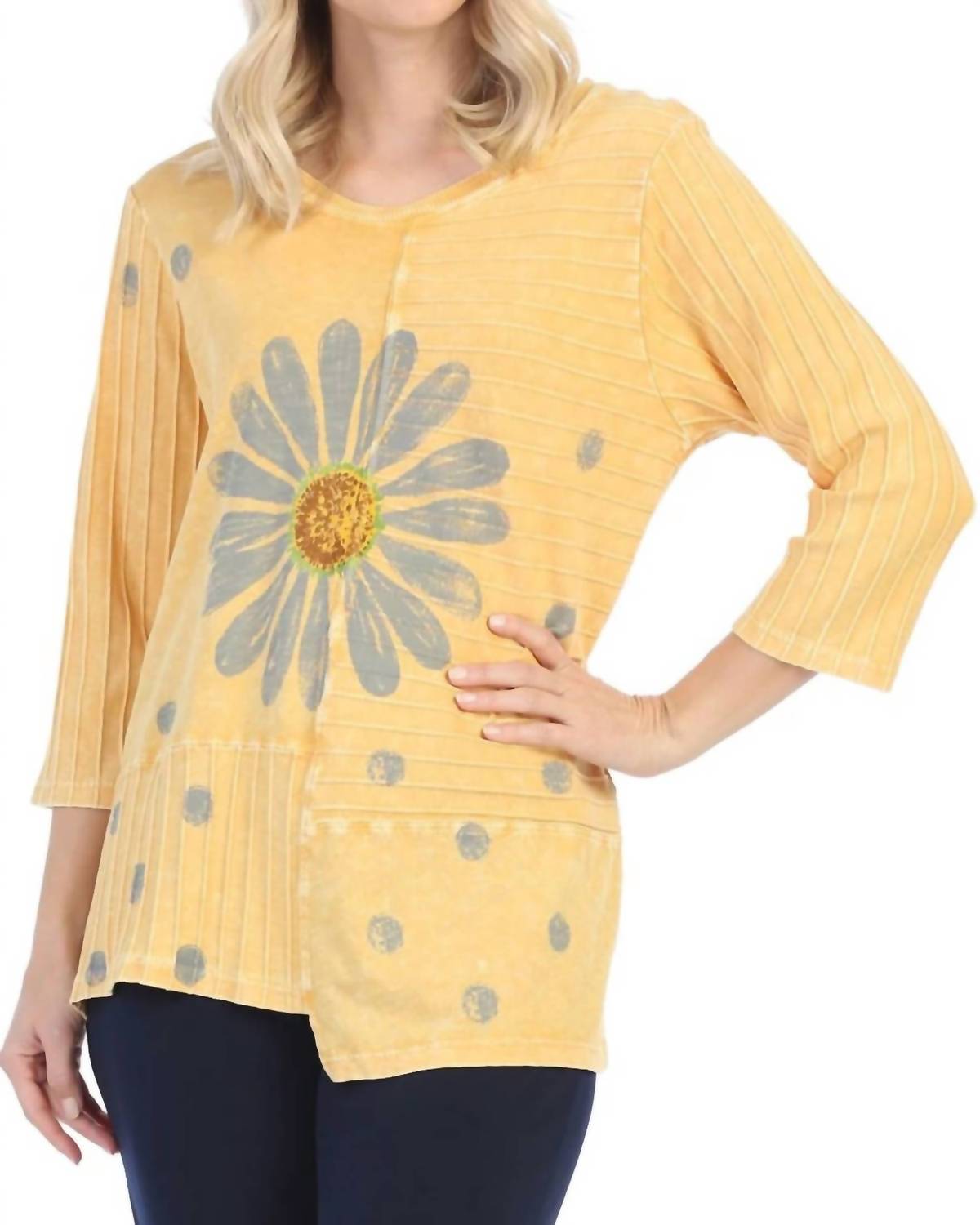 Jess & Jane - Happy Days Mineral Washed Ribbed Tunic Top