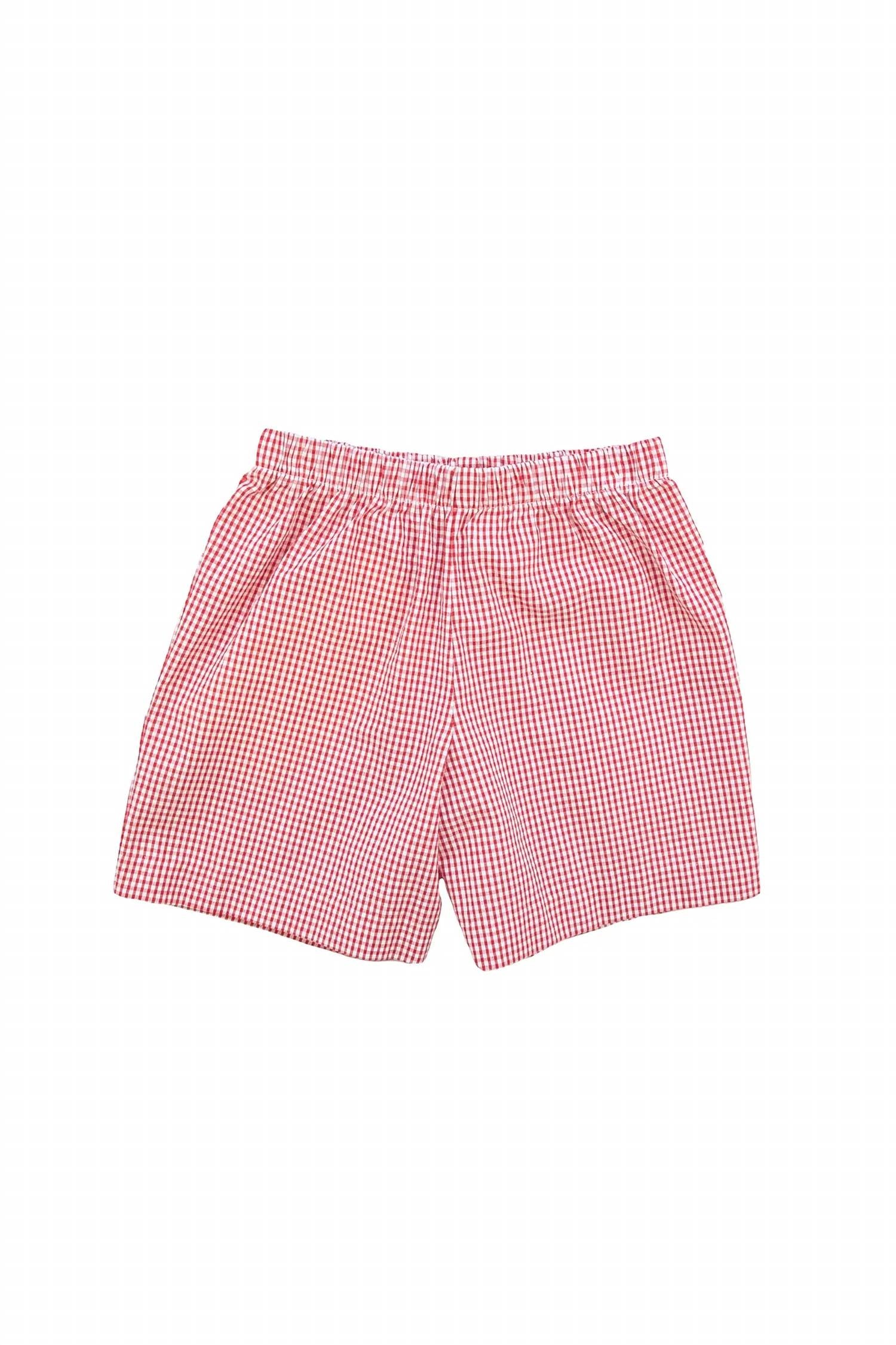 Florence Eiseman Kid's Seersucker Checked Short in red white - kids' shorts