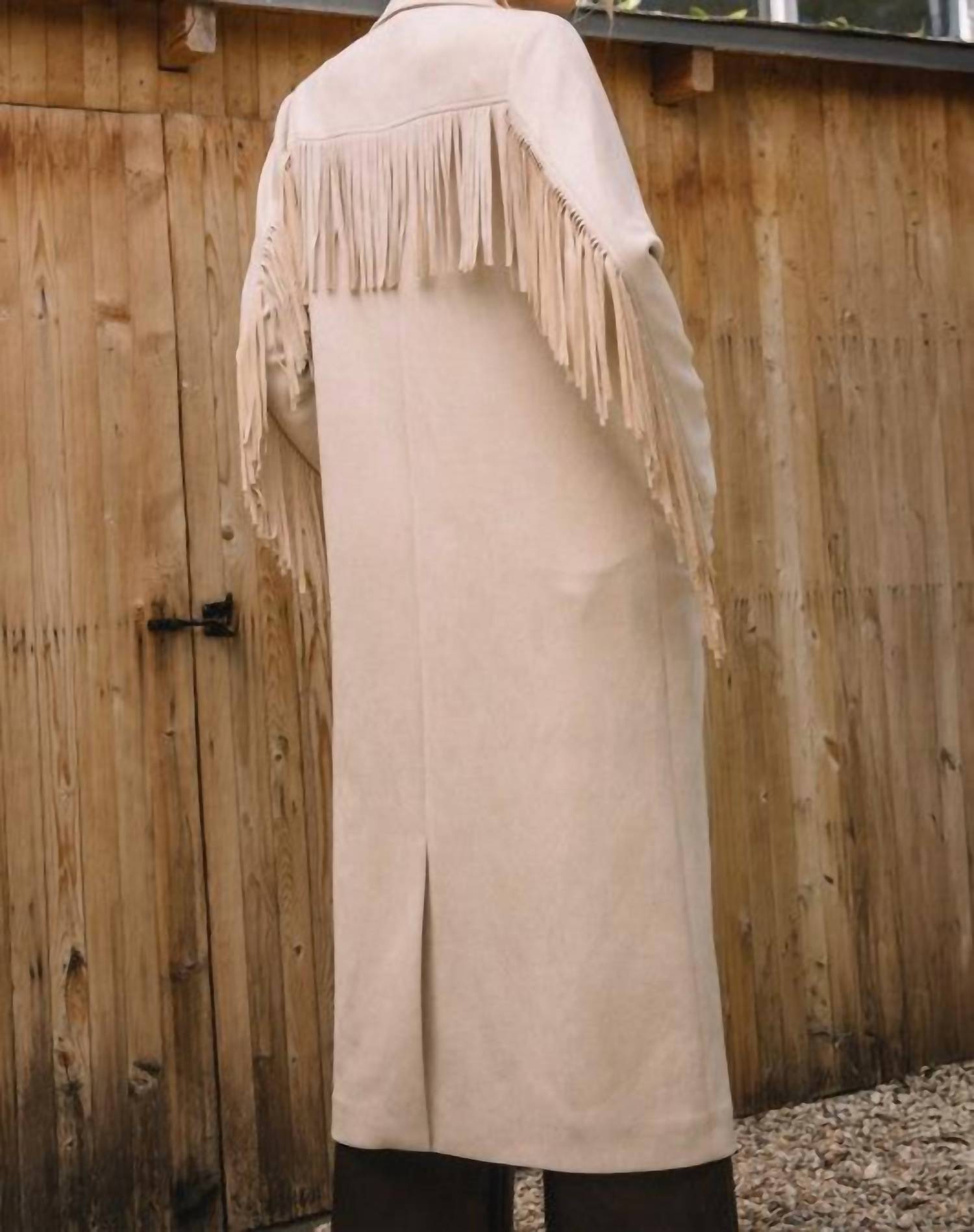 Skies Are Blue - Fringe Detail Maxi Coat