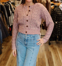 STEVE MADDEN Jordyn Long Sleeve Cardigan in pink multi - women's cardigan