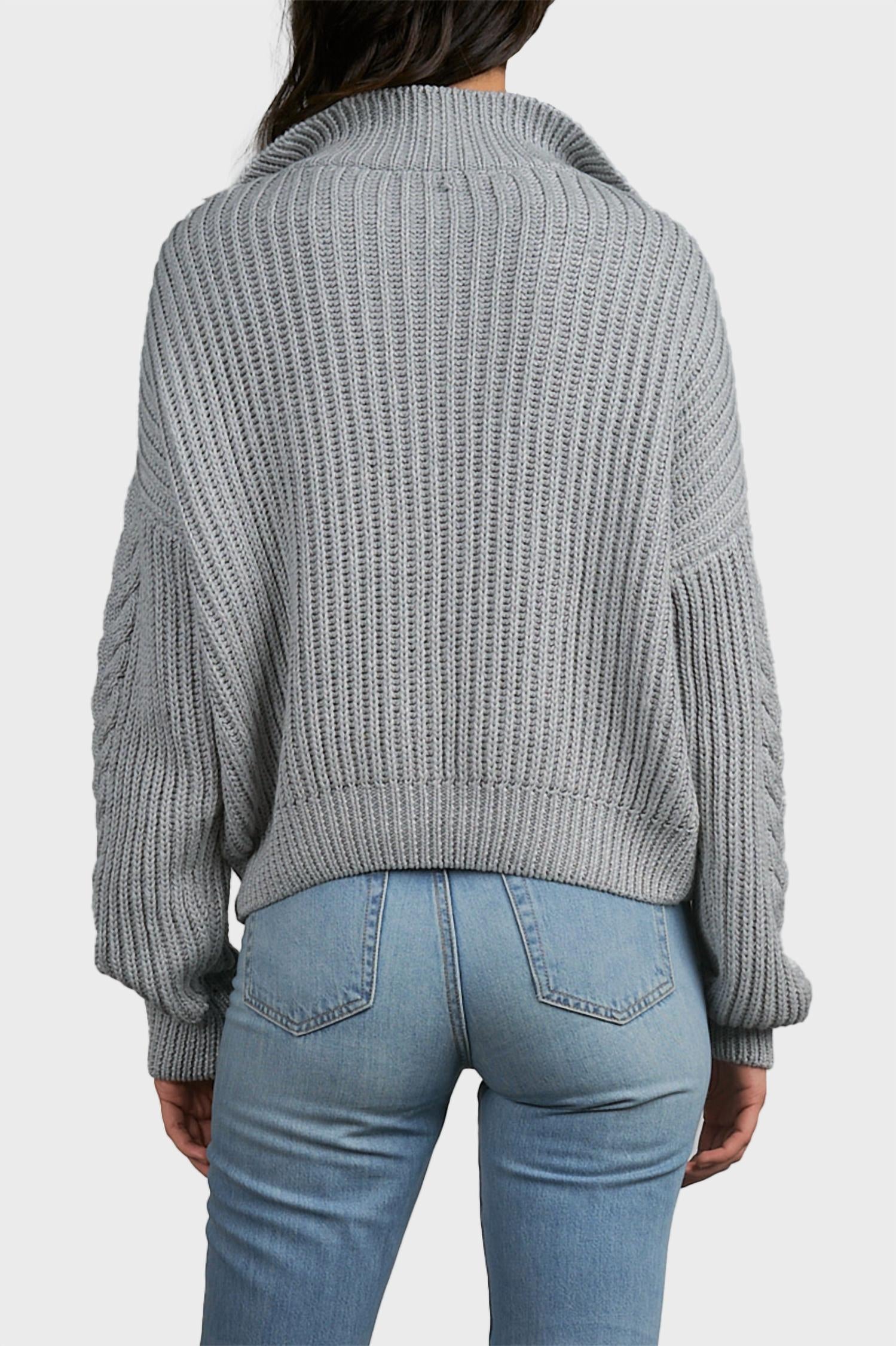 Elan - Seed Stitch Shawl Collar Sweater