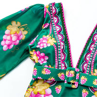 Little Secret Of Mine - Island Bloom Deep-V Retro One Piece Swimsuit Set