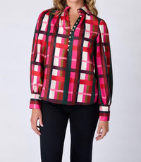 Crosby by Mollie Burch Leland Blouse in holiday plaid - women's blouse