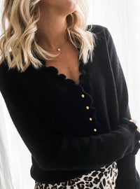 Dear Lover - Frilled V Neckline Buttons Sweater Cardigan