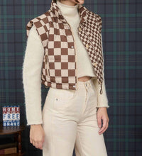 Little Daisy Closet - Checkerboard Stitched Zip Up Stand Neck Vest