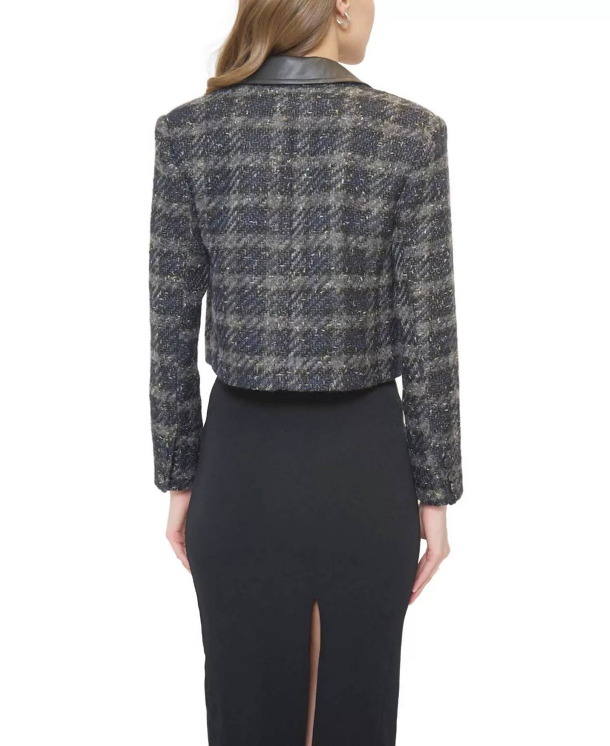 Central Park West Colette Lurex Houndstooth Jacket in black - women's jacket - alternate view