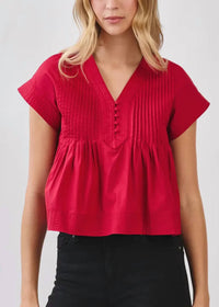 Tcec - Everyday Win Pintuck Pleated Detail Poplin Top