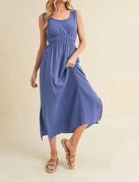 Aemi + Co - Gauze Slit Sleeveless Open Back Dress
