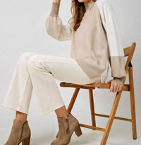 Mystree - Color Block Mock Neck Sweater