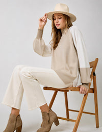 Mystree - Color Block Mock Neck Sweater