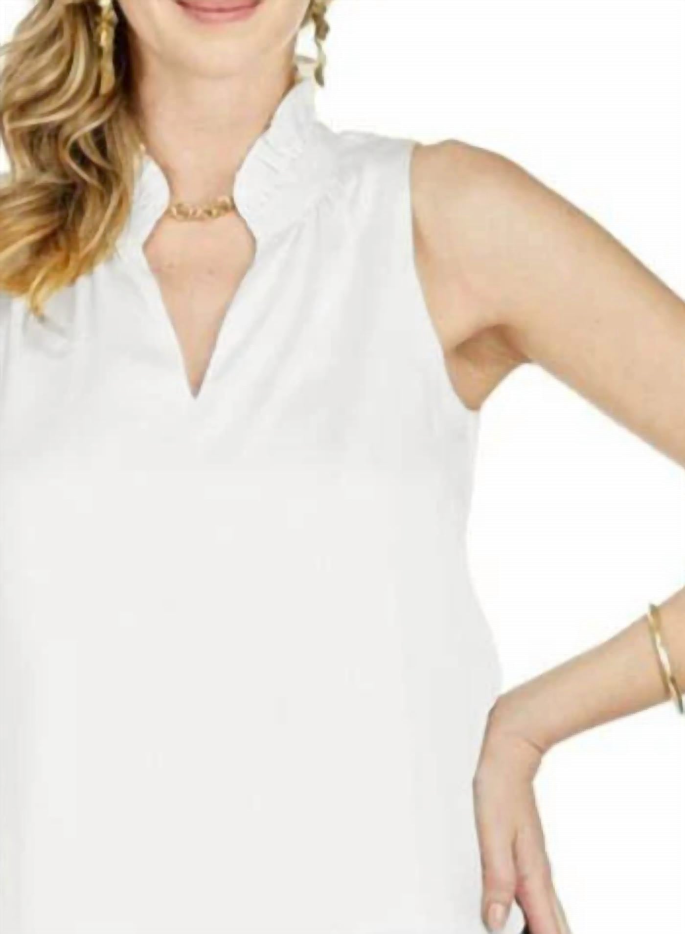 Jade - Ruffles Neck Shell Top