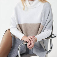 Joseph Ribkoff - Ceren Color Block Tunic Turtleneck Sweater Top