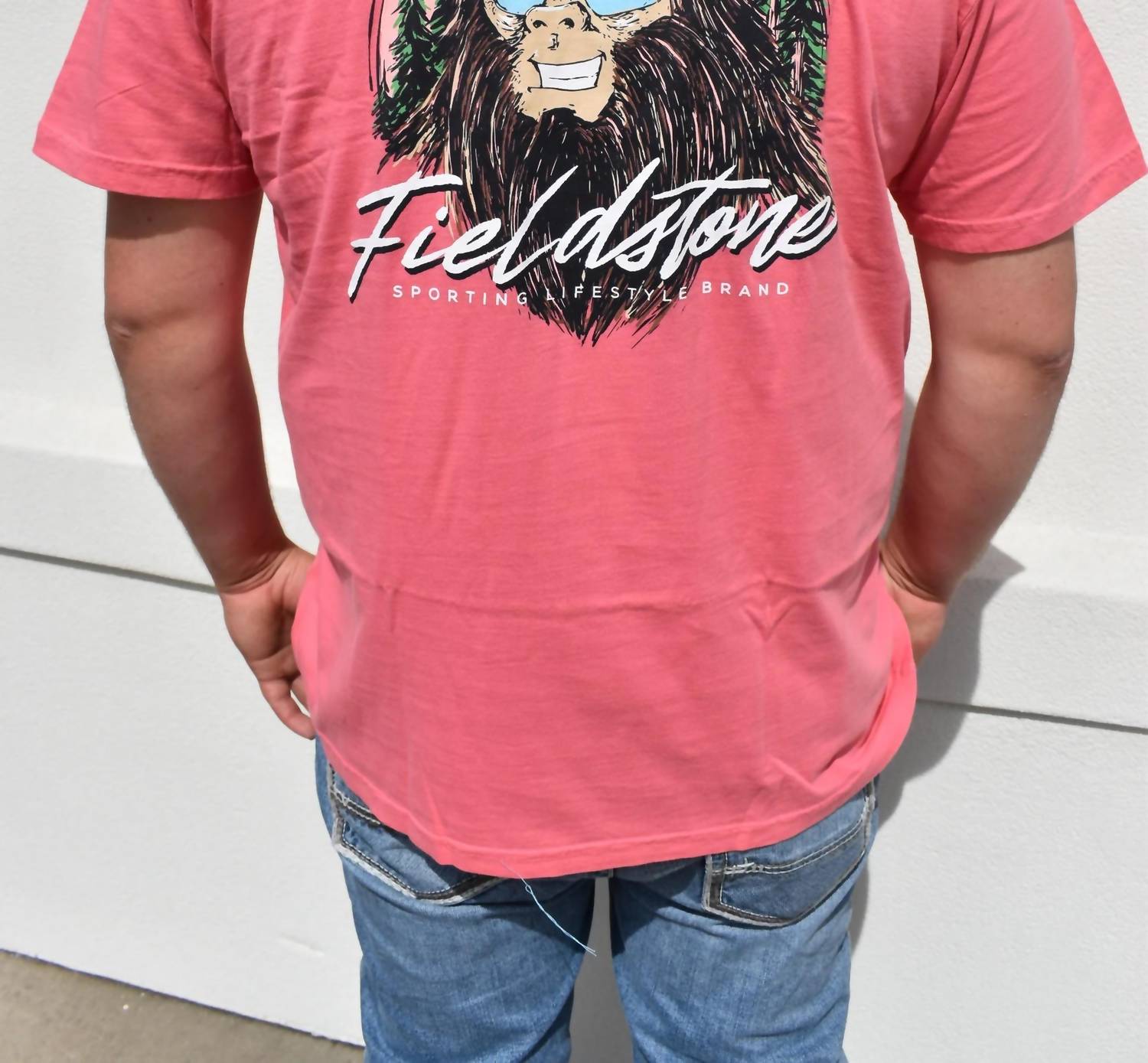 Fieldstone Bigfoot Tee in red - men's t-shirt - detail view