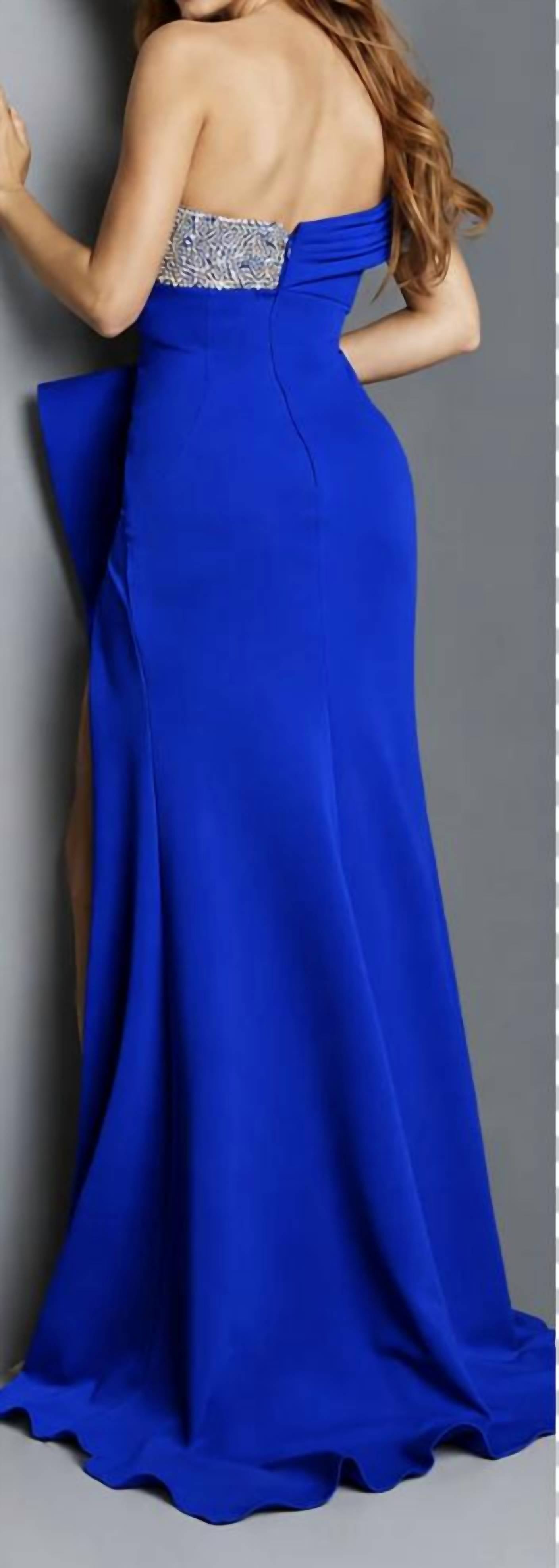 JOVANI One Shoulder Asymmetrical Prom Dress in royal - women's dress - alternate view