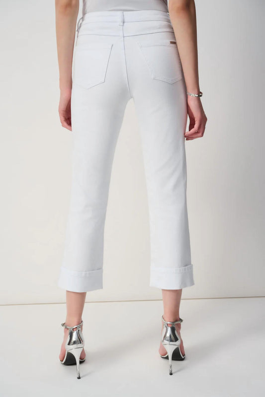 Joseph Ribkoff - Turned Embellished Hem Slim Fit Cropped Jeans