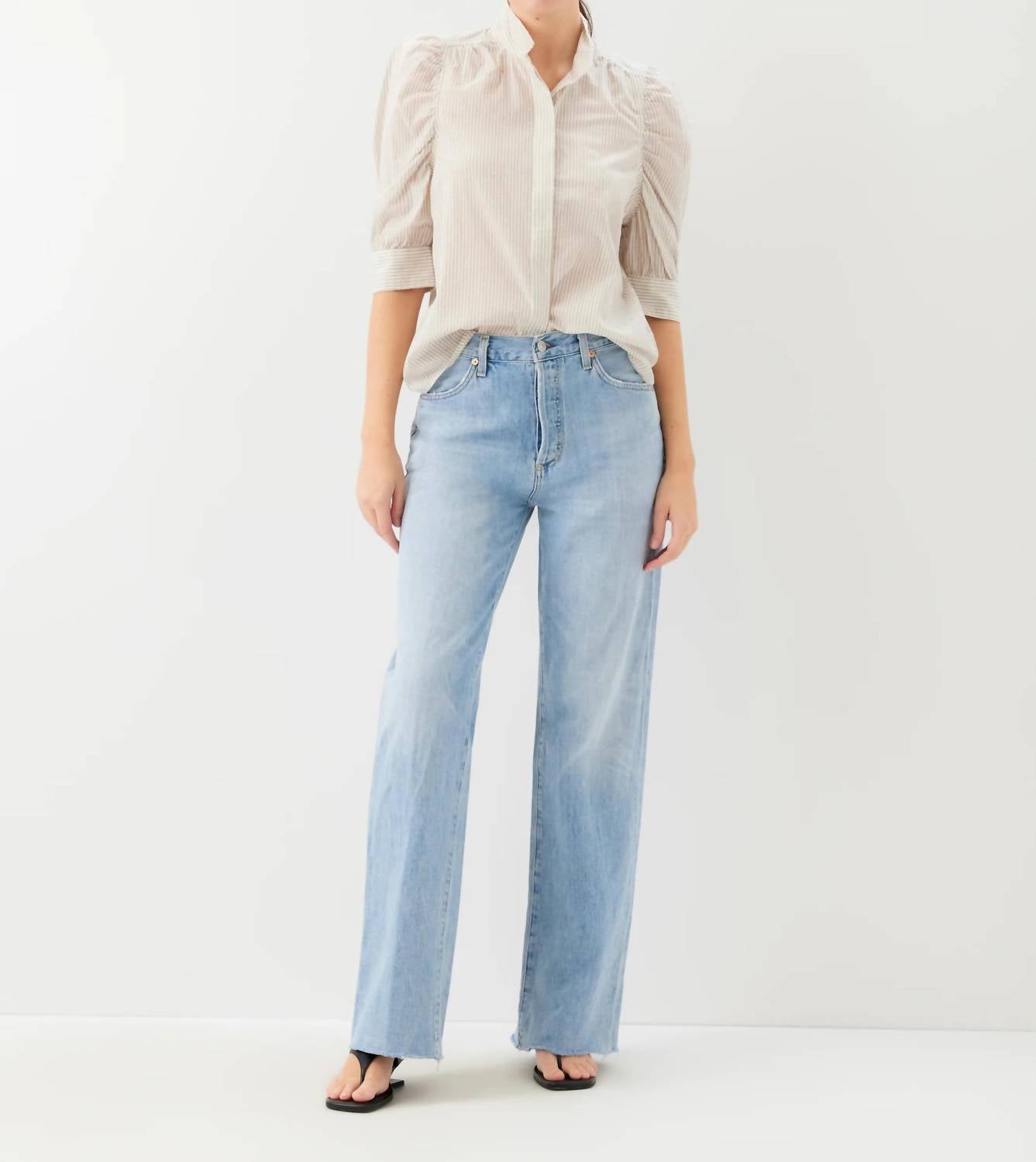 Fifteen Twenty - Women's Margot Embellished Mandarin Stripe Shirt