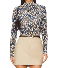 Ulla Johnson Aurelia Long Sleeve Turtleneck Top in riverslate - women's blouse