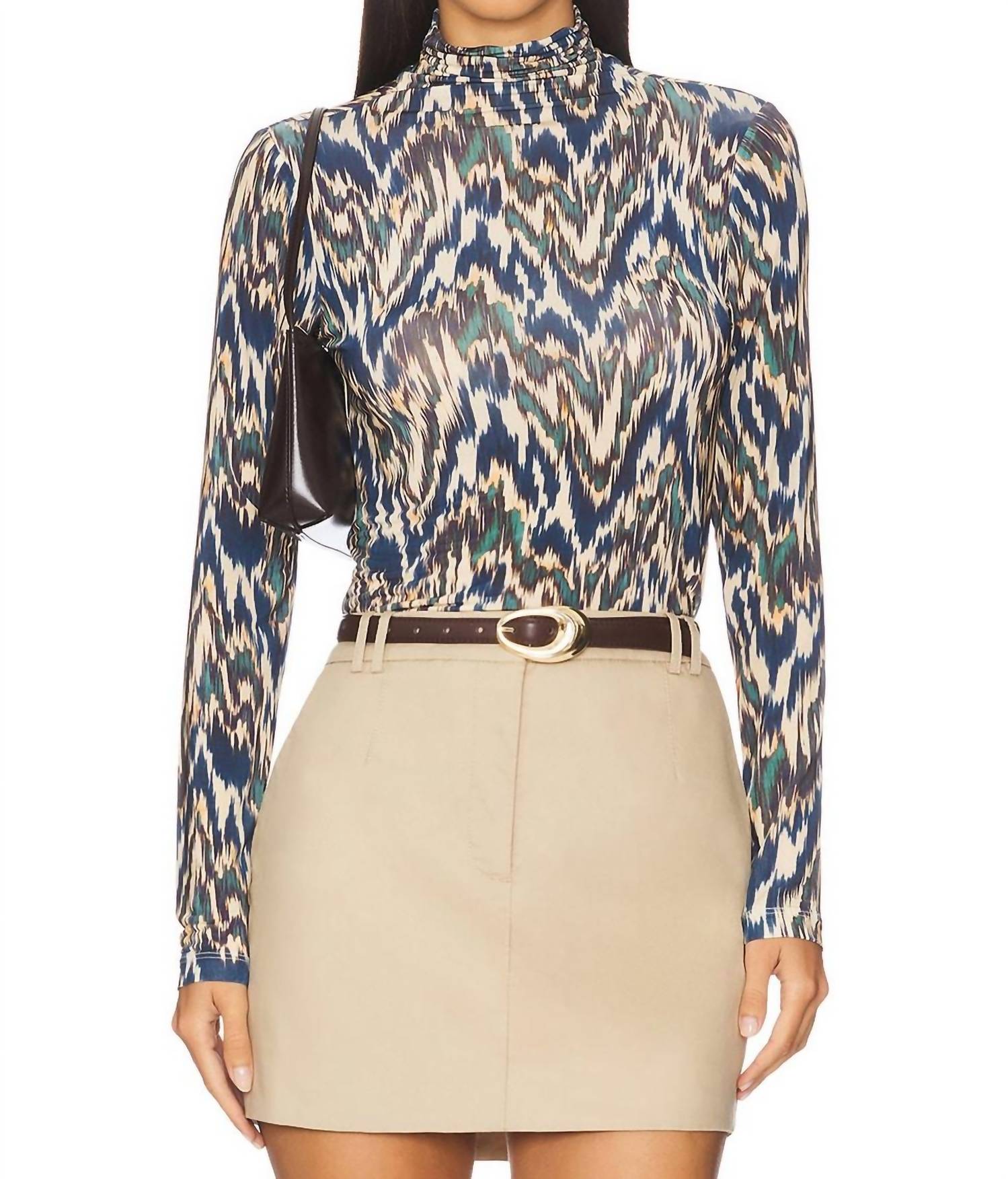 Ulla Johnson Aurelia Long Sleeve Turtleneck Top in riverslate - women's blouse