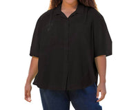 On The Plus Side - Cotton Short Sleeve Collar Shirt - Plus
