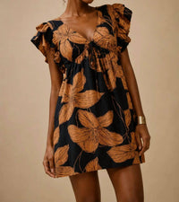 Tcec - Floral Print Babydoll Mini Dress