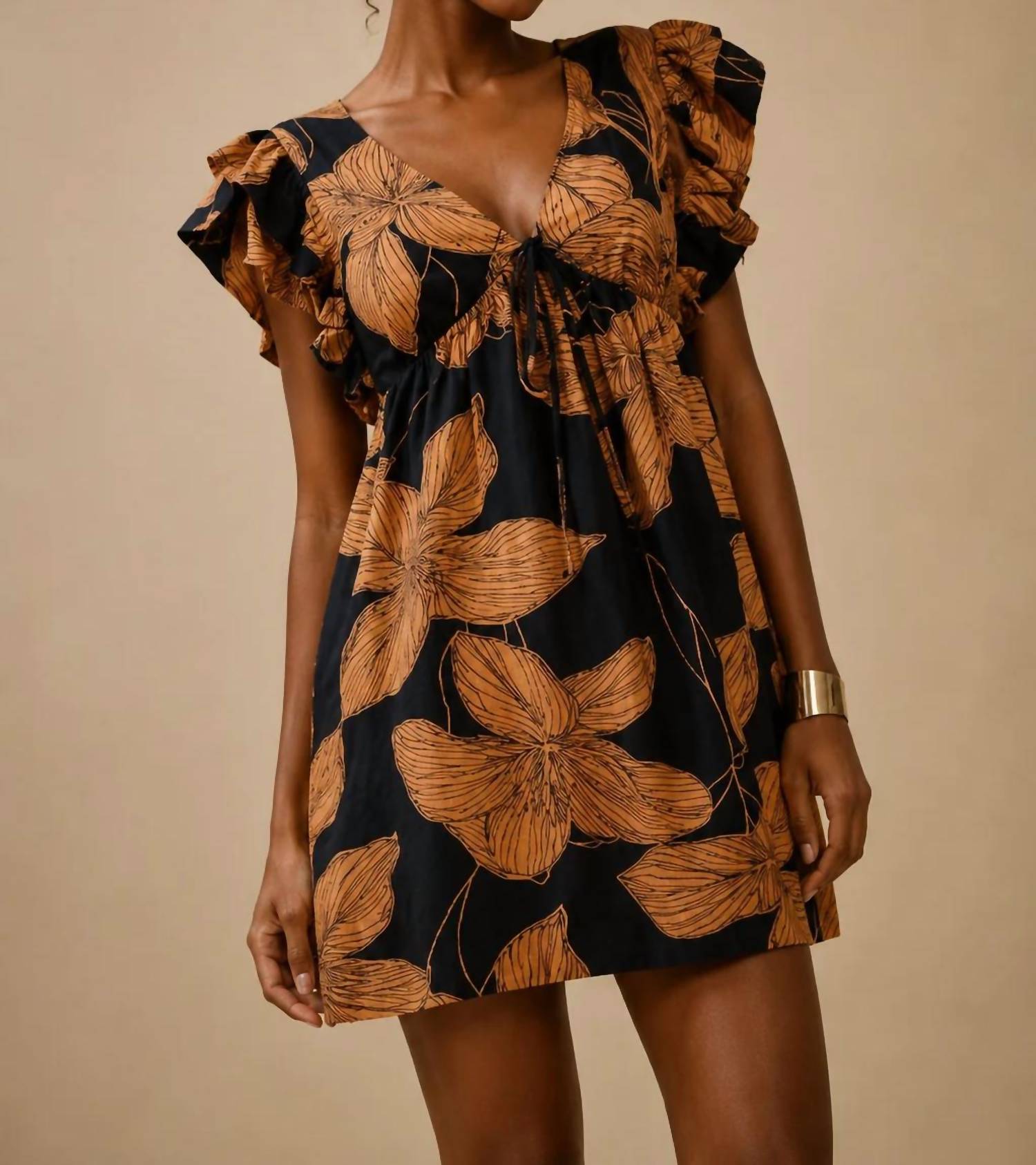 Tcec - Floral Print Babydoll Mini Dress