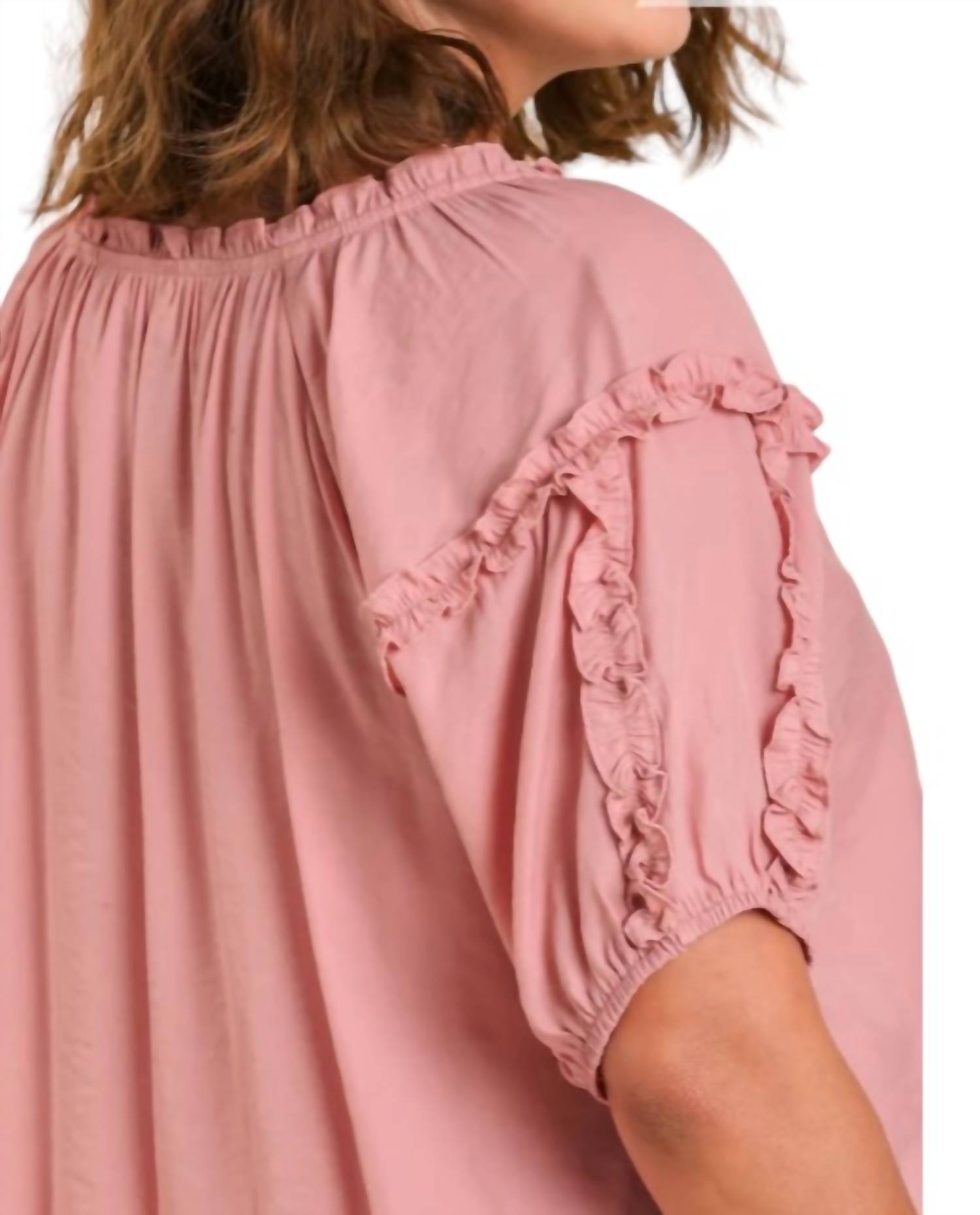 Umgee - Split Neck Puff Sleeve Blouse
