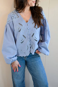 Raisonnel Alder Street Cutout Blouse in bluebell - women's blouse