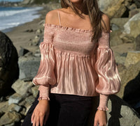 Alamia - Octavia Off Shoulder Peach Smocked Top