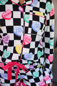 Jess Lea - Checkered Conversation Hearts Ruffle Pajama Set
