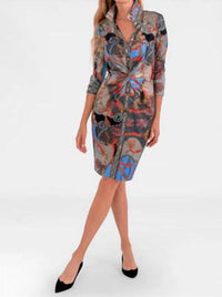 GRETCHEN SCOTT Twist & Shout Ditto Dress in tan periwinkle orange - women's dress - view 6